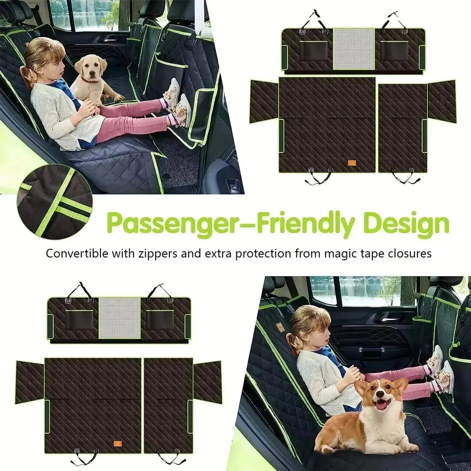 6-in-1 Waterproof Dog Car Seat Cover – Non-Slip Hammock for Cars & SUVs